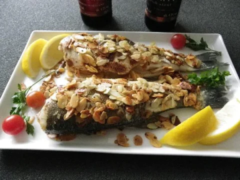 Fried Sea Bass with Almonds