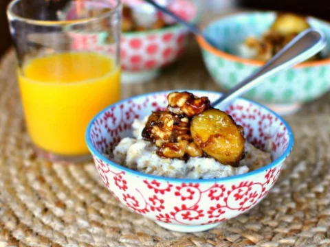 Oatmeal with Fried Bananas