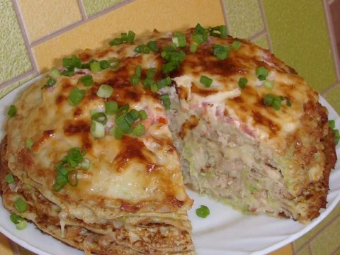 Zucchini Cheese Cake with Meat