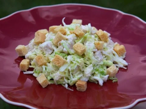 Fresh cabbage salad with chicken