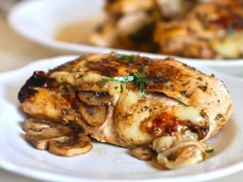 Chicken stuffed with mushrooms and cheese