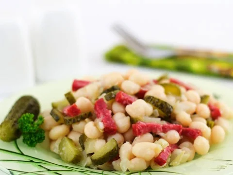 Bean and sausage salad