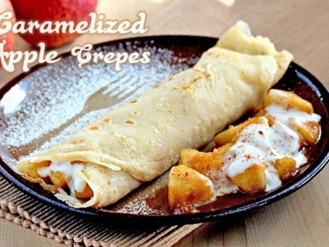 Caramel pancakes with apples