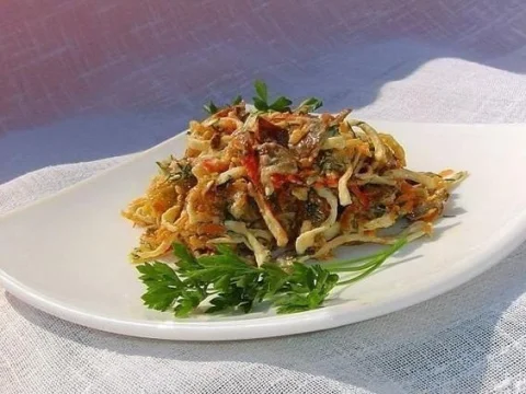 Salad with Fried Crab Sticks