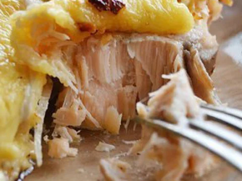 Pink salmon with cheese