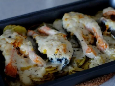Baked Trout with Garlic Sauce