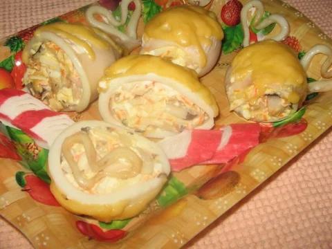 Stuffed Squid with Mushrooms and Cheese