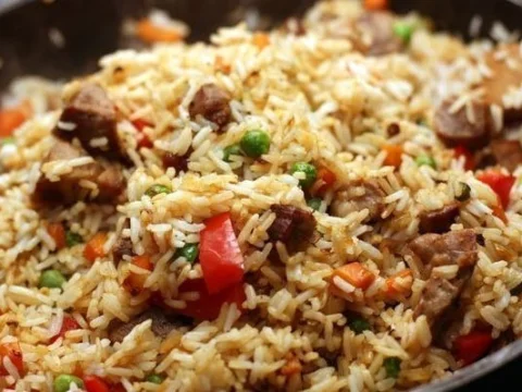Rice with pork and vegetables
