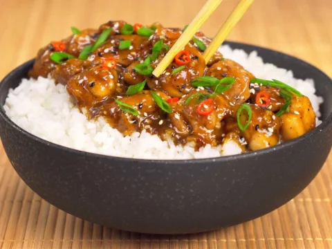 Chicken teriyaki with rice