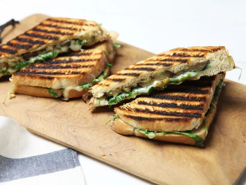 Spinach Egg Sandwich in a Waffle Maker