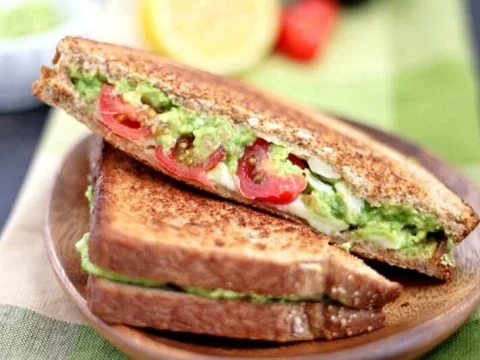 Vegan Avocado and Tomato Sandwich in a Sandwich Maker